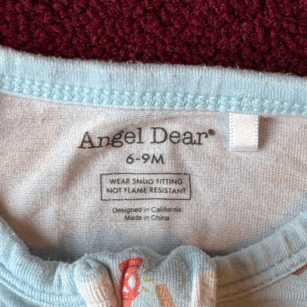 Angel Dear Light Blue Footie with Orange Accents - Picture 2 of 4